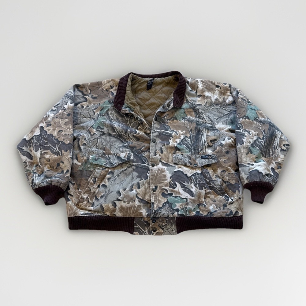 Vintage Rattlers Brand Bomber Jacket Mens M Realtree Camo 90s Hunting Field‎